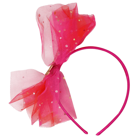 pink tule bow on a headband