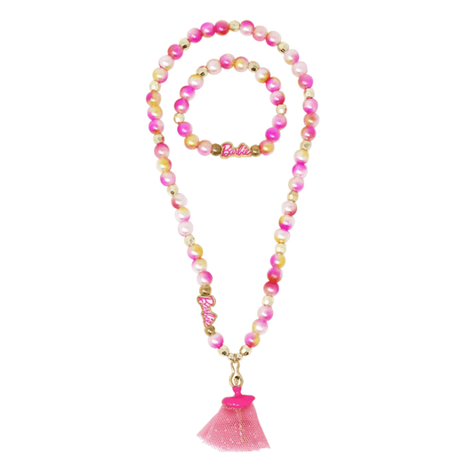 Barbie ballerina necklace with pinky pearly beads
