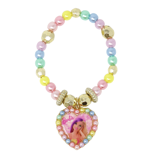 pastel beaded braclet with barbie heart pendant