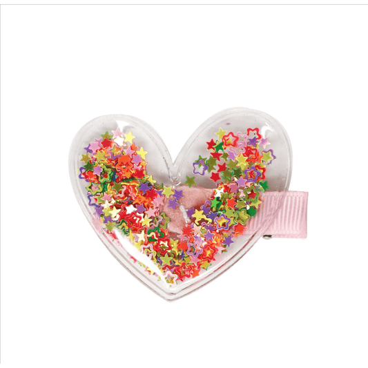 Pink Poppy - Glitter Shaker Heart Hair Clip