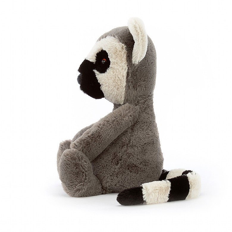 Jellycat Soft Toys Bashful Lemur Grey Body with Black and White Facial and Tail Features