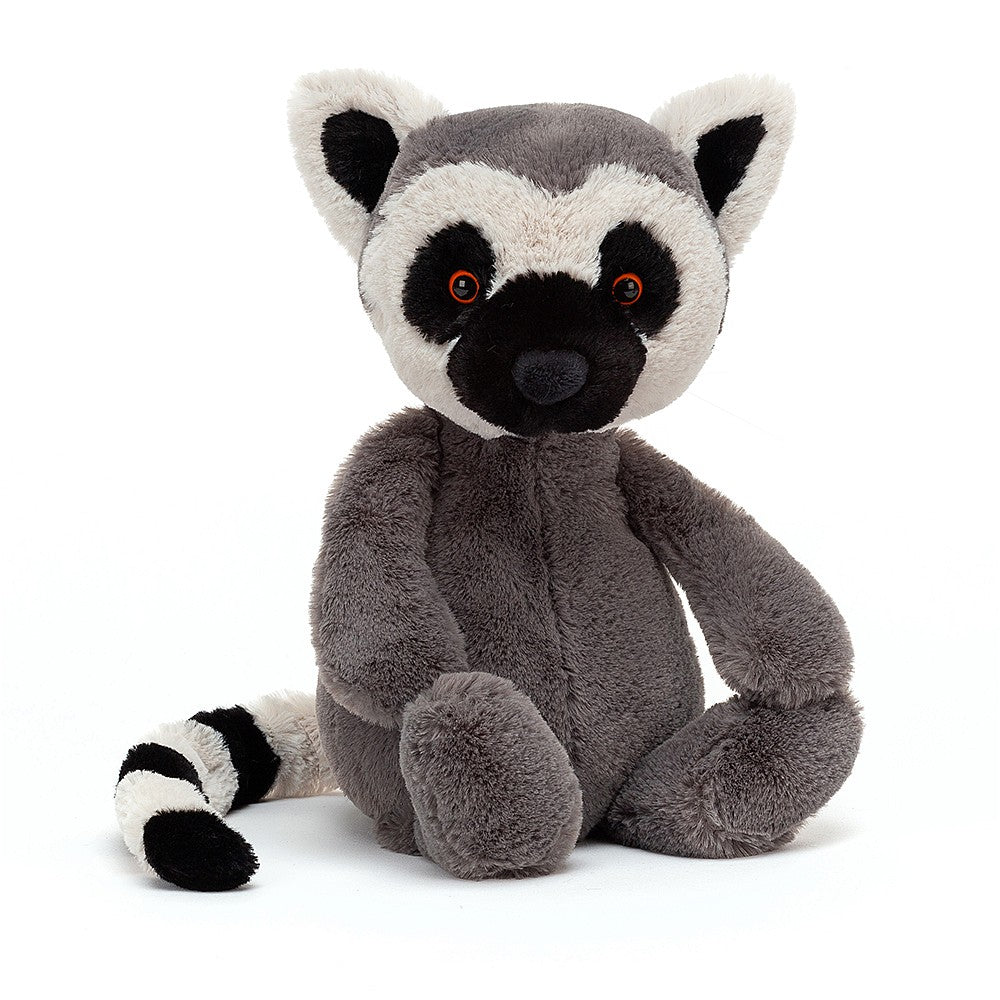 Jellycat Soft Toys Bashful lemur Grey body with black and white Facial and Tail Features