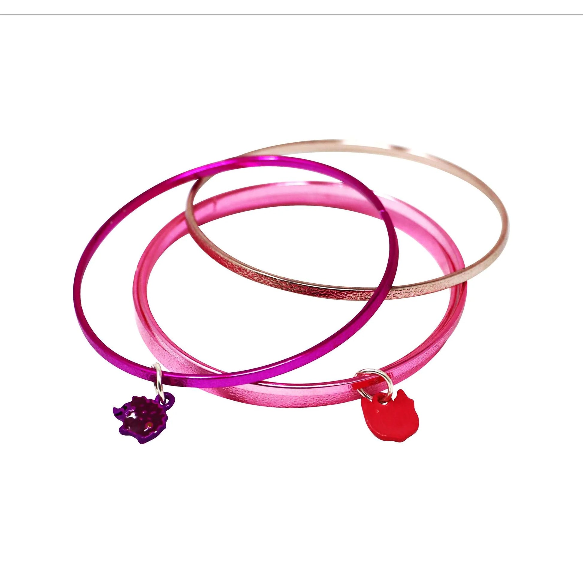 Pink Poppy Metallic Charm Bangle Set