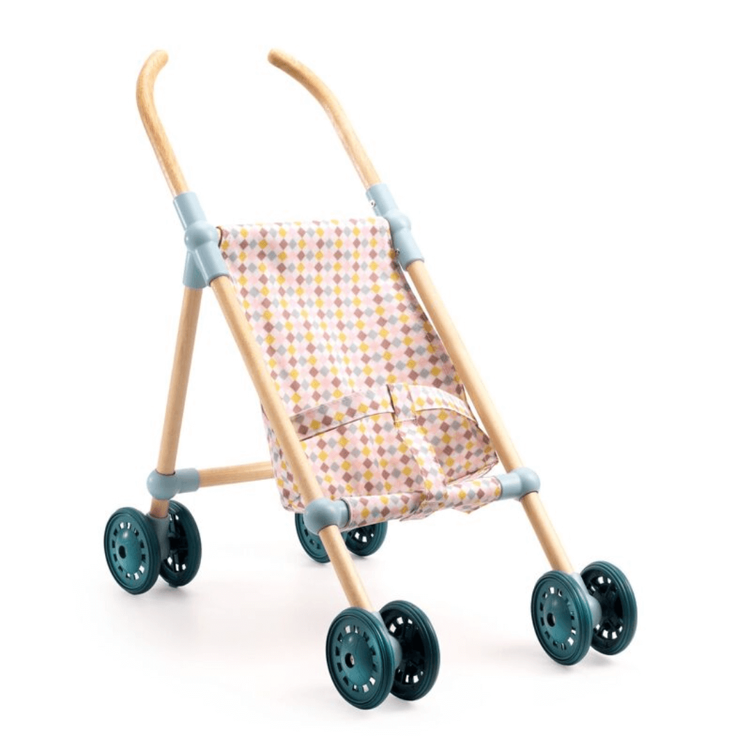 Djeco - Wooden Doll Umbrella Stroller without baby