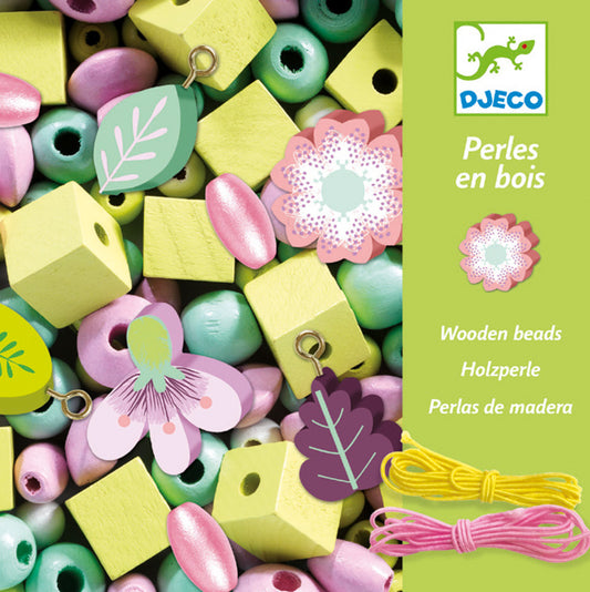 Djeco - Leaves and Flowers Wooden Beads
