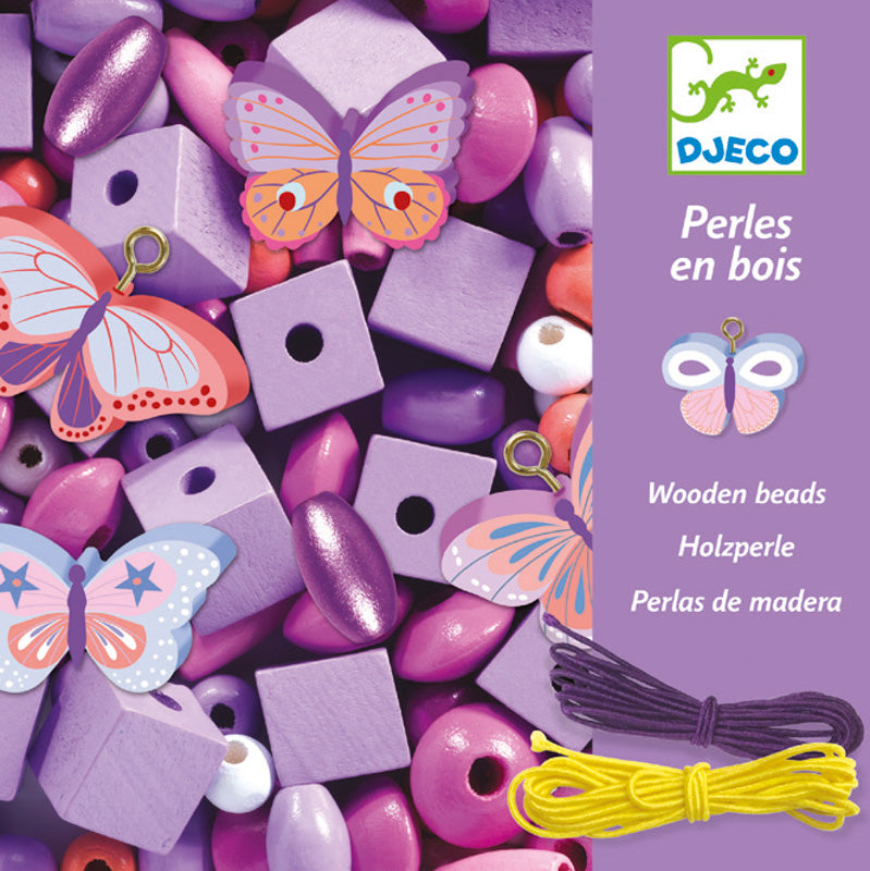 Djeco - Colourful Butterfly Wooden Beads