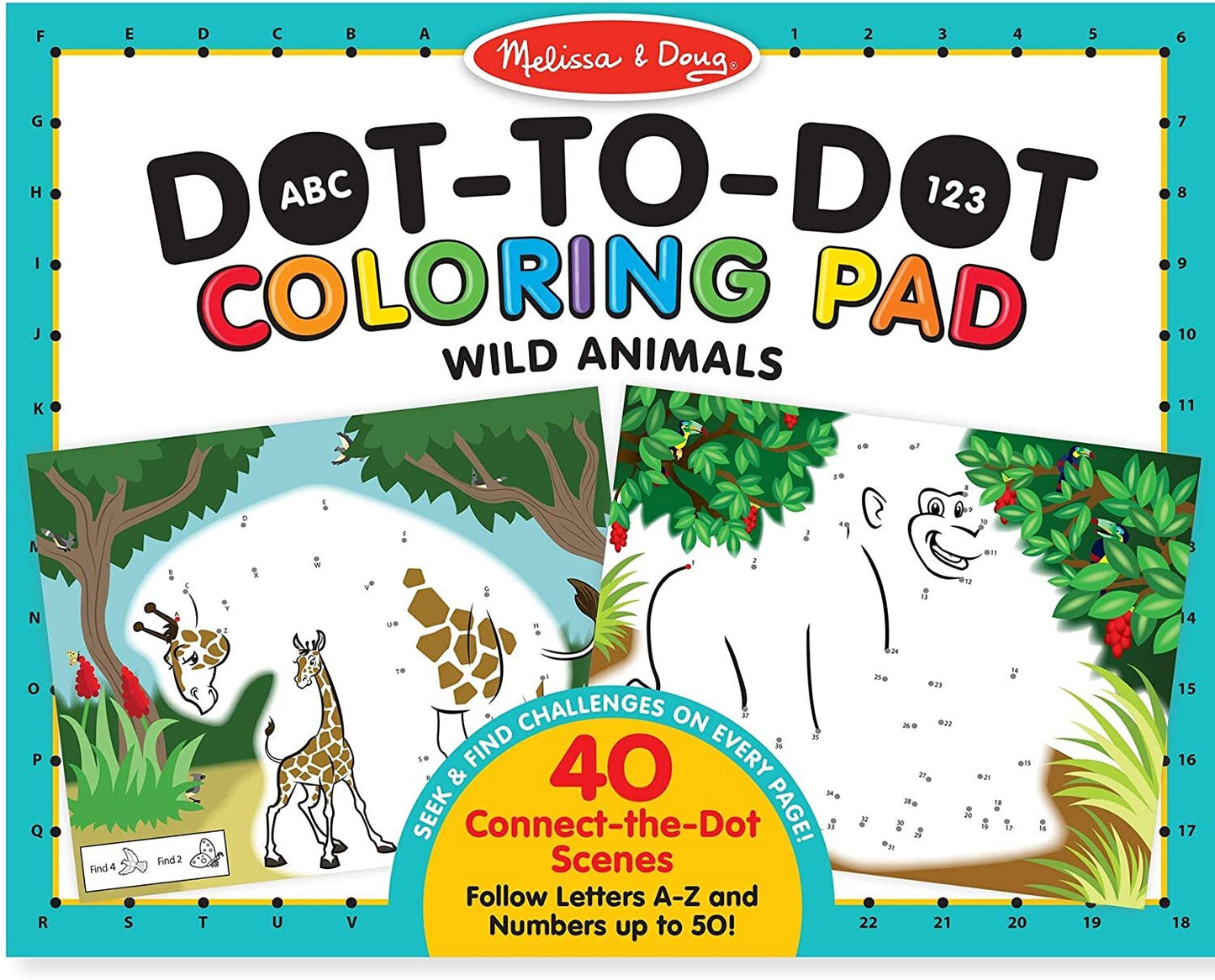 Melissa and Doug - ABC 123 Dot Dot Colouring Pad Animals