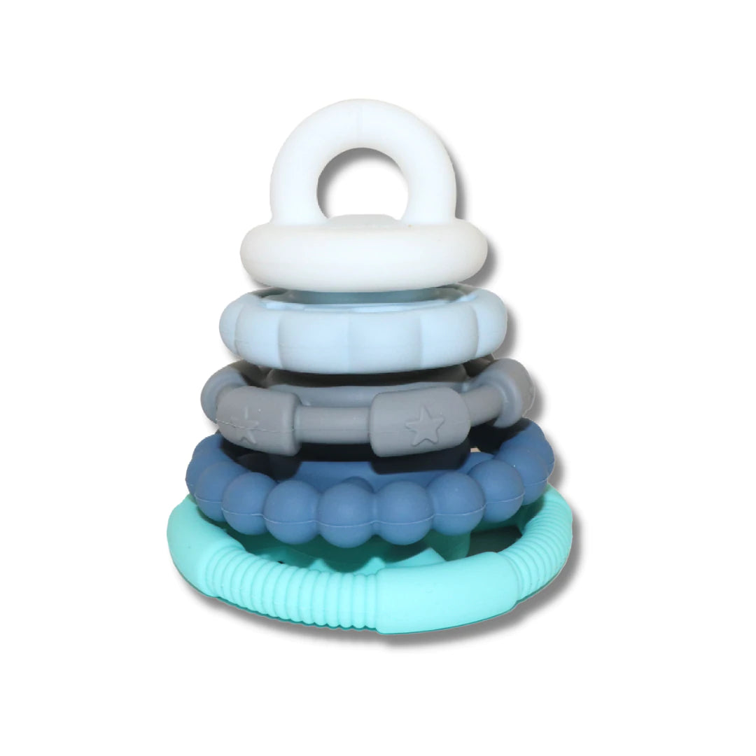 Teething ring stacker in shades of Blues