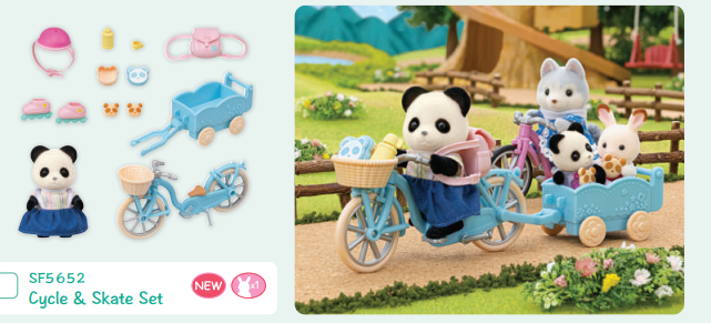 Sylvanian Families - Play Set Panda Girl w. Bicycle/Rollerskates 