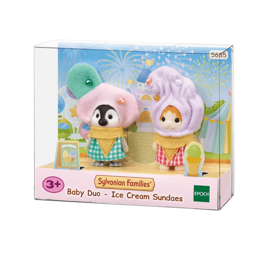 2 sylvanian characters dressed up as icecreams