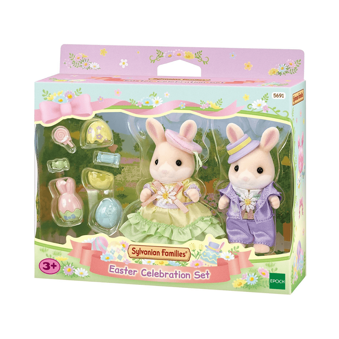 2 sylvanian families characters with easter accessories
