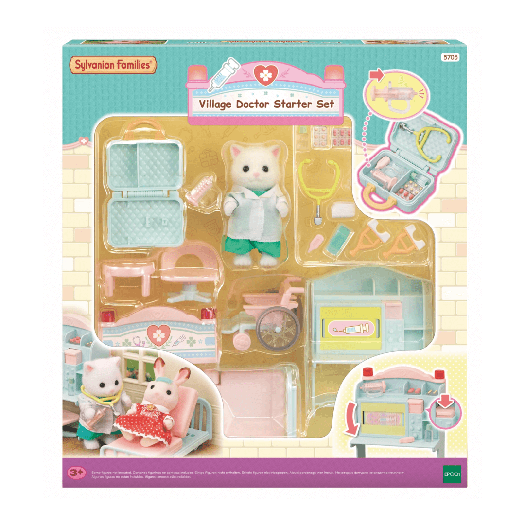 Persian cat Sylvanian character with doctors kit accessories