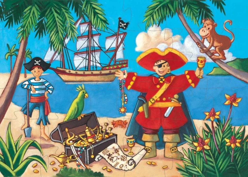 Djeco - Pirate Treasure Silhouette Puzzle 36 piece