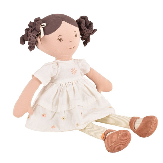 Bonikka - Cecilia Brown Haired Doll with White Linen Dress