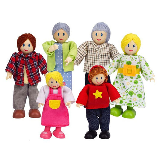 Hape - Caucasian Doll House Family Set of 6
