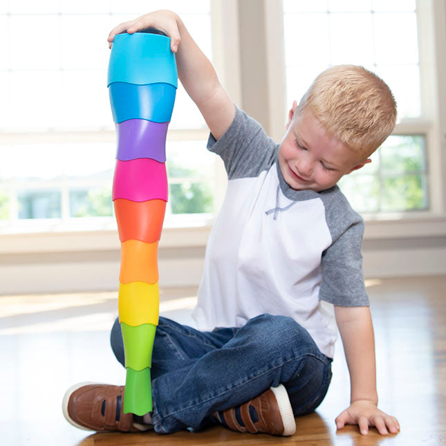 Fat Brain Spiroku Rainbow Stacking Tower Irregular Shape Upside Down