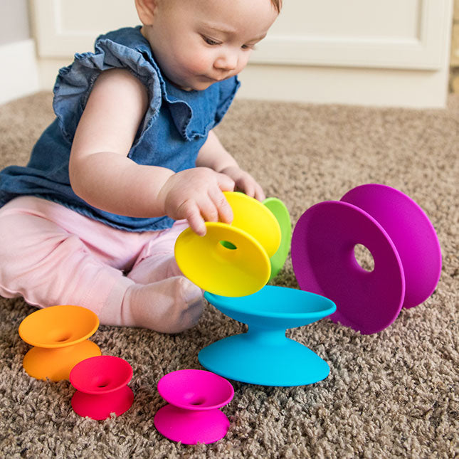 Fat Brain Toys Spoolz Stacking Toy Unstacked