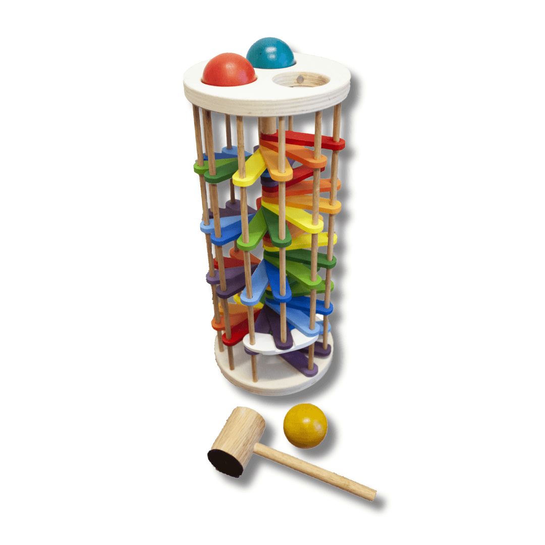 best seller q toys pound a ball tower rainbow wooden tower with pound and 3 balls