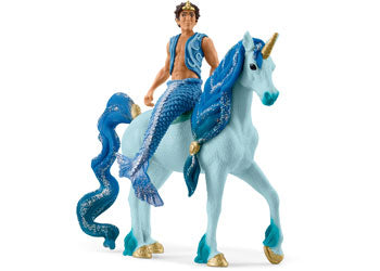 male mermaid and blue unicorn bayala figurines