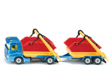 siku truck with skip and trailer